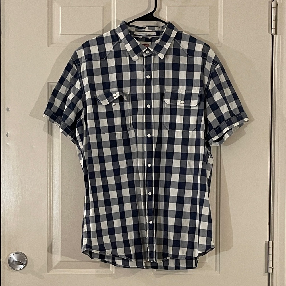 Levi's Navy and White Plaid Casual Shirt